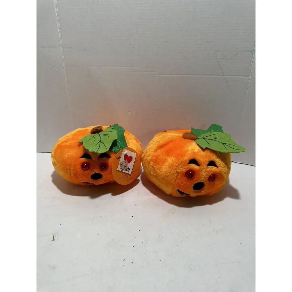 Lot Of 2 Plush Halloween Scarer Jack-o-Lantern Pumpkin Noise Scary Sound VTG Tag